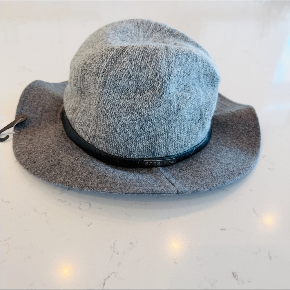 BCBGeneration Heather Gray Hat with Sleek Black Band